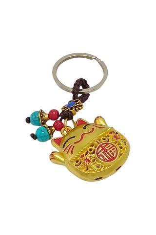 Maneki Neko Pirinç Anahtarlık Sevimli Şişman Feng Shui Şans Noprnc03 Gümüş