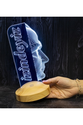 Atatürk Temalı Hediyelik Ürünler Atatürk İzindeyiz Gecelambası 3D Led Lamba, Atam İzindeyiz Sloganı, Ofis ve İşyeri Hediyesi