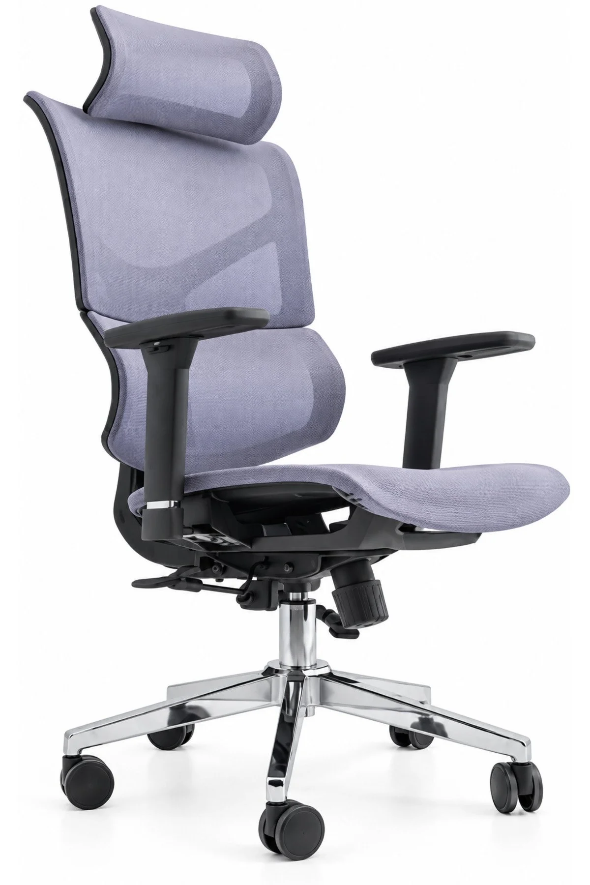 Fileli Başlıklı Ergonomik Çalışma Koltuğu Gri