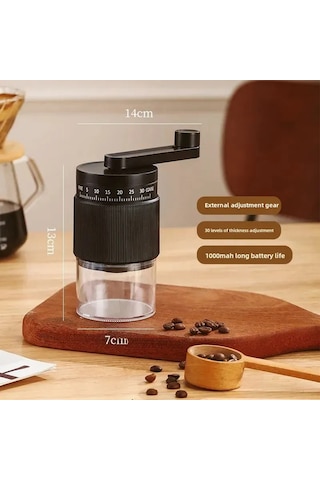Symbee Evde Kullananlar İçin Taşınabilir Şarjlı Espresso Değirmeni - Manuel Ayarlı, Ufak Boyutlu, Siyah Geliştirilmiş Versiyon Diğer