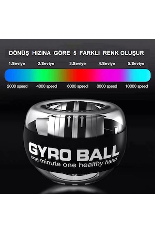 Upway Gyro Ball El ve Bilek Egzersiz Topu - Otomatik Jiroskop Kol Kuvvet Spor Ekipmanı
