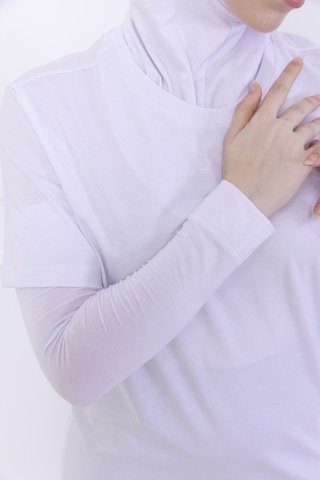 Loggia Likralı Penye Kolluk Beyaz - Pratik Kadın Tesettür Düz Namaz Kolluğu 1 Çift Viskon Hijab Beyaz