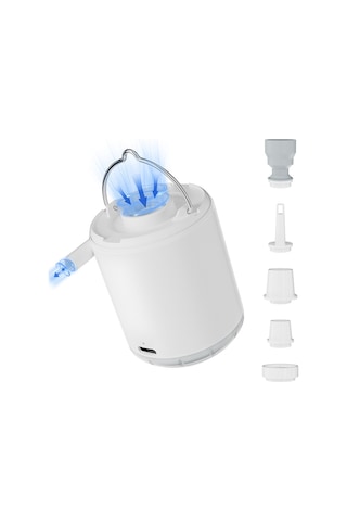 Tenfowee Beyaz Usb Şarjlı Minyatür Hava Pompa, 2000mah Batarya, 6 Uç, 200l/dk Akış, 35000rpm Motor, Led Işık, Havalandırma/boşaltma, Matras/yüzme Halka İçin