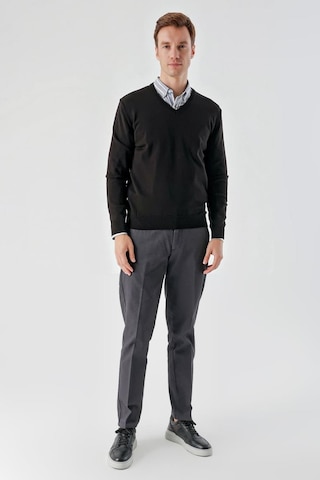 Slimfit V Yaka Düz Basic Model Pamuklu Erkek Uzun Kol Triko Kazak 001