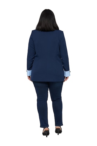 Disentis Büyük Beden Manşeti Kumaş Garnili Düğme Detaylı Astarlı Lacivert Mavi Blazer Ceket Lacivert Mavi