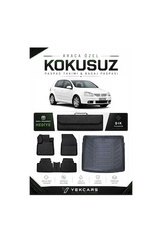 Volkswagen Golf 5 2005 Model Aracınıza Özel 4d Karbonlu Kauçuk Paspas Takımı Ve Bagaj Havuzu