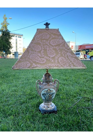 Kuş Motifli Porselen Abajur 70 CM
