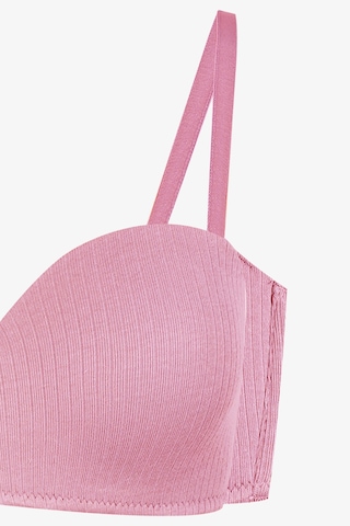 Kadın Dolgusuz Pamuklu Fitilli Straplez Sütyen Pudra