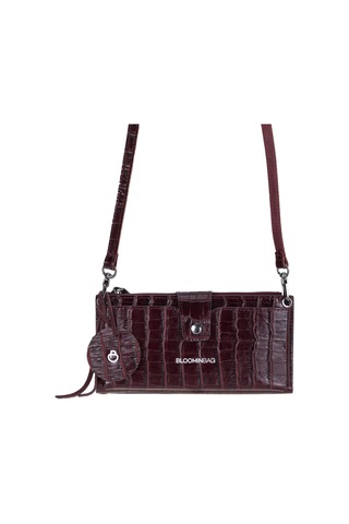 Bloominbag Burgundy Croco Lozan Hakiki Süet Çapraz Askılı Telefon Bölmeli Cüzdan Çanta Bordo