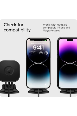 Mag Fit Its35w-3 Magsafe Uyumlu Kablosuz Şarj Özellikli Araç İçi Torpido Üstü Telefon Tutucu - Acp04629 Spigen T