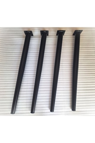 4 Adet Metal Konik Ayak Siyah 72 CM - Açılı Ayak Boru Çapı 5.1 CM