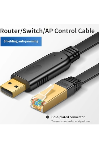 Usb - Rj45 Konsol Kablosu Rs232 Seri Adaptör Rj 45 8p8c Usb Konsol Kablosu Bilgisayar Anahtarı Yönlendirici Sunucu Dönüştürücüsü 1.8m, Pl2303