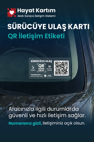 Sürücüye Ulaş Qr Kodlu Araç Cam Etiketi - Numaranız Görünmez 1 Adet