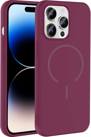Apple Uyumlu iPhone 14 Pro Max Kılıf M-safe Şarj Özellikli Zore Meta Kapak Mürdüm