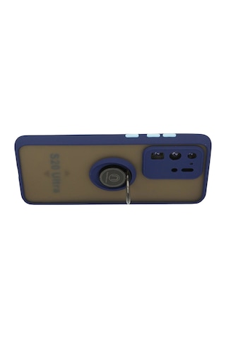 Newface Samsung Galaxy Uyumlu S20 Ultra Kılıf Montreal Yüzüklü Silikon Kapak Glblseme - 25 - Lacivert