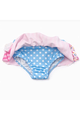 Nurbebe Dondurma Desenli Kız Çocuk Bikini Takımı Pembe