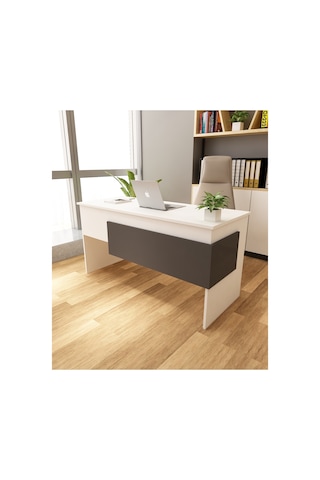 Karen 60x144 Çalışma Masası Ofis Masası Bilgisayar Masası Beyaz - Antrasit Beyaz - Antrasit