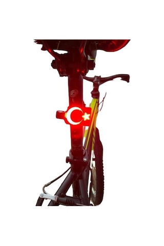 Epic Usb Turkish Flag Led Işıklı Bisiklet Arka Stop Türk Bayrağı Siyah
