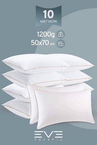 Eve Tekstil 10 Adet Yellow Dream Serisi Fermuarlı Antialerjik Silikon Elyaf Dolgulu Yastık 50x70cm 1200gr