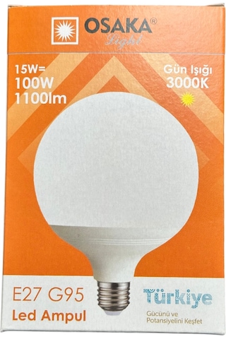 Osaka 15w 100w 3000k Günışığı E27 Duylu G95 Led Glop Ampul
