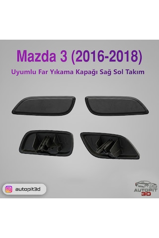 Mazda 3 Uyumlu Far Yıkama Kapağı Sağ + Sol Takım