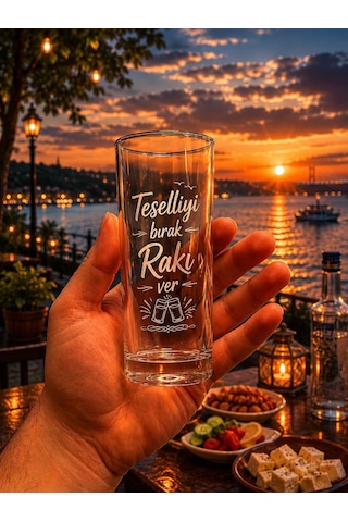 Teselliyi Bırak Rakı Ver Yazılı Kişiye Özel Tasarım Rakı Bardağı
