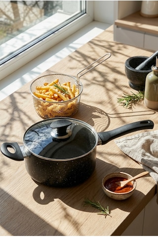 Acar Granit Fritöz Tencere 22 Cm 10404 Siyah