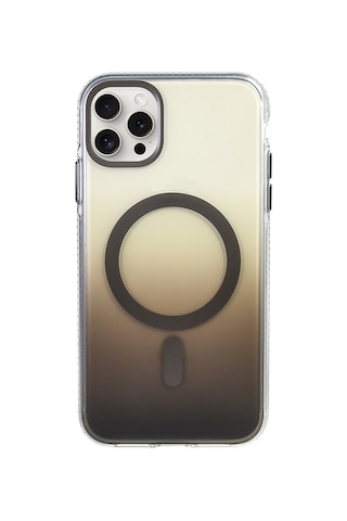 Subutu Apple Uyumlu iPhone 15 Pro Max Kılıf M-safe Şarj Özellikli Transparan Renk Geçişli Sbt Toros Kapak - Siyah Siyah