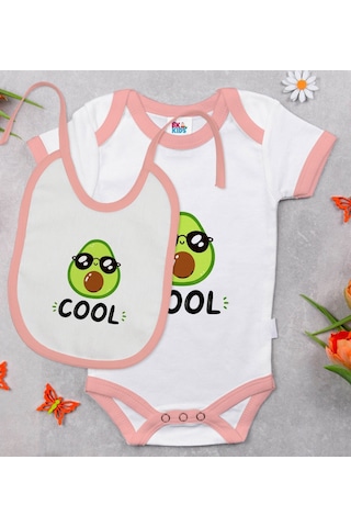 Bk Kids Cool Tasarımlı Pembe Bebek Body Zıbın Ve Mama Önlüğü Hedi Çok Renkli
