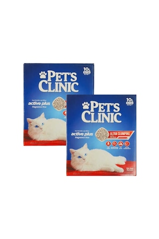 Pets Clinic Aktif Karbonlu Tozsuz Kutulu Bentonit Kedi Kumu 2x10 Lt 293-40000.02