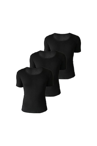 Josejuan 3'lü Erkek Atlet Yuvarlak Yaka Yarım Kollu Ribana %100 Pamuk 3205-3'lü Siyah