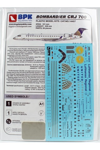 Big Planes Kits 14407 1/144 Ölçek, Crj-700 Lufthansa Yolcu Uçağı, Plastik Model Kiti-55940