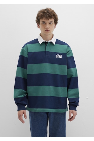 Mavi - Mavi Logo Çizgili Lacivert Sweatshirt 0s10371-70497 Lacivert