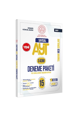 2027 3 Adım YKS-ayt Sayısal Mebi Özgün Sorular 15li Deneme Fasikül Paketi Video Çözümlü Baskı Ücreti