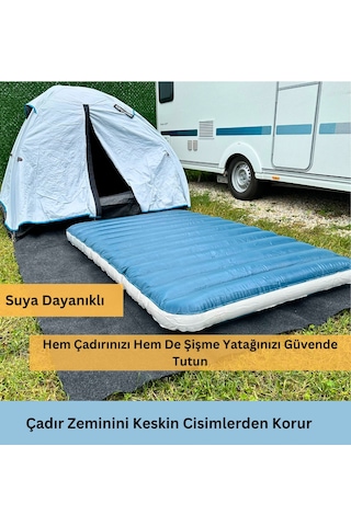 Beylini Kamp Matı Çadır Halısı Kaymaz Su Geçirmez Zemin Koruyucu 147x183 Cm Antrasit