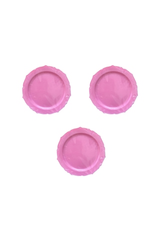 Omeyva Davet Parti Sunum Doğum Günü Pembe Renkli Sert Plastik Mika Tabak -26 Cm - 6 Adetlik 3 Paket