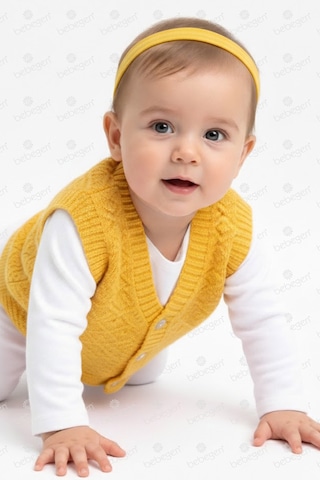 Bebegen Triko Sarı Bebek Yelek Çok Renkli