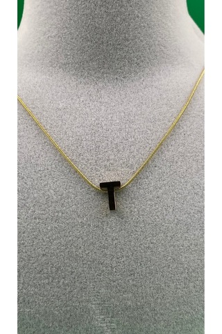 14k Altın Renginde T Harf Minimal Model Çelik Kadın Kolye Altın