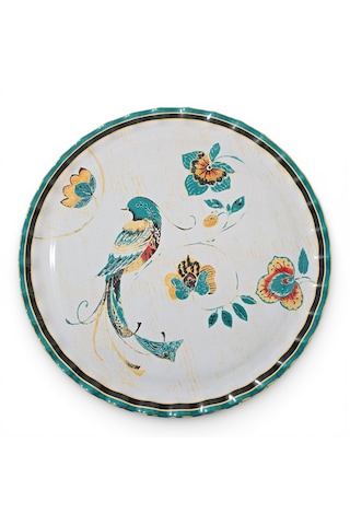 Sudedi Home Hüma Kuşu Desenli Gerçek Altın Yaldızlı Cam Tepsi 31 Cm Hediyeli. Çok Renkli
