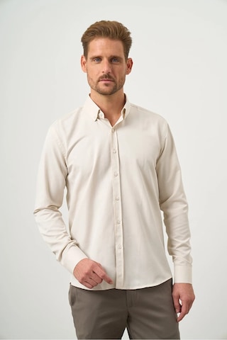 Morven Slim Fit Düğmeli Yaka Oxford Kolay Ütülenebilir Pamuklu Hediye Kutulu Uzun Kollu Gömlek 99ms004002650 Krem