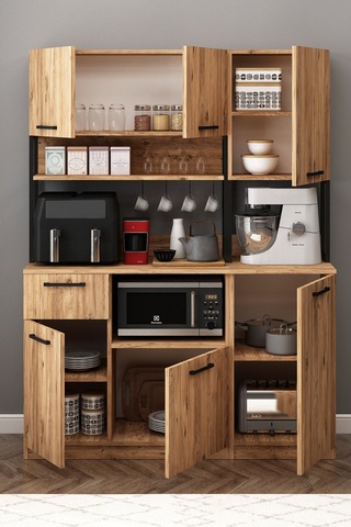 Ervin Kahve Köşesi 2 Kapaklı Boy Dolaplı Airfry Kiler Dolabı Çok Amaçlı Atlantik Çam Atlantik Çam