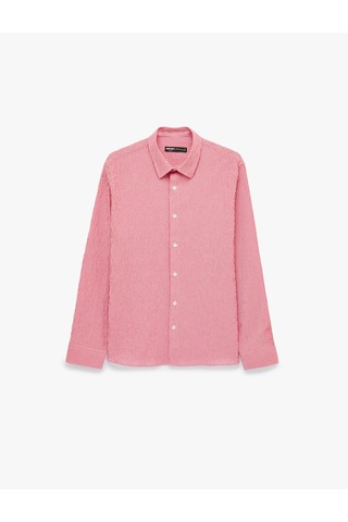 Koton Klasik Yaka Çizgili Regular Fit Uzun Kollu Gömlek Pembe Çizgili 6sam60178hw