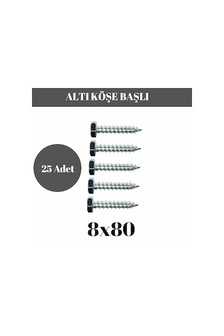 Trifon Vida 8x80 Mm Altı Köşe Anahtar Başlı Vida 25'li Paket 8 x 80 MM