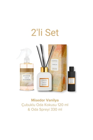 Misedor Vanilya Çubuklu Oda Kokusu 120 ML + Oda Spreyi 330 ML