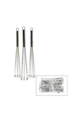 Diyarı Fırsat 8 Boncuk Uçlu Yumurta Çırpıcı Krom Saplı Metal 18 Cm 12'li Paket
