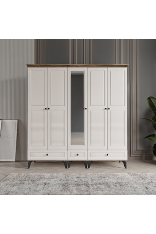 Beenal Nisa 5 Kapaklı Gardırop Dolap 200cm Atlantik Çam - Aytaşı