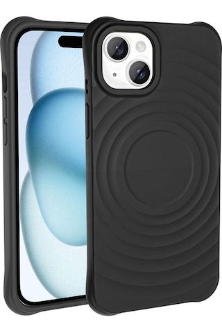 Apple Uyumlu iPhone 15 M-safe Şarj Özellikli Airbagli Mat Görünümlü Zore Hepi Kapak Siyah