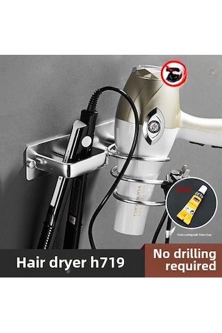 Wezone Banyo Saç Araçları Depolama Rafı - Uzay Alüminyum, Saç Kurutma Makinesi, Düzleştirici, Kıvırıcı Bar İçin, 15kg Yük Kapasitesi, Delme Yok, Gümüş Diğer