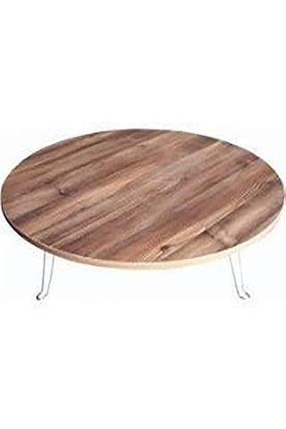 Dzgn Home Katlanabilir Metal Ayaklı Ahşap Yer Sofrası Kahve100 Cm