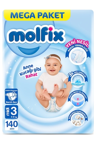 Molfix Kanal Teknolojisi Mega Paket 3 Beden Midi 140 Adet
